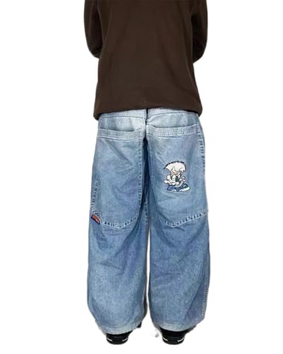 ORANDESIGNE Baggy Jeans Herren Y2K Streetwear Jeans Mit Weitem Bein Hip Hop Skateboard Denim Hosen Lockere Passform Y Blau S ORANDESIGNE Baggy Jeans Herren Y2K Streetwear Jeans Mit Weitem Bein Hip Hop Skateboard Denim Hosen Lockere Passform Y Blau S von ORANDESIGNE