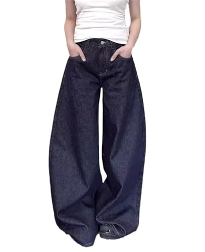 ORANDESIGNE Baggy Jeans für Damen Jeans mit Hoher Taille Geradem Bein Hosen Y2K Harajuku Grunge Streetwear Lässige Lockere Jeanshose C Blau M ORANDESIGNE Baggy Jeans für Damen Jeans mit Hoher Taille Geradem Bein Hosen Y2K Harajuku Grunge Streetwear Lässige Lockere Jeanshose C Blau M von ORANDESIGNE