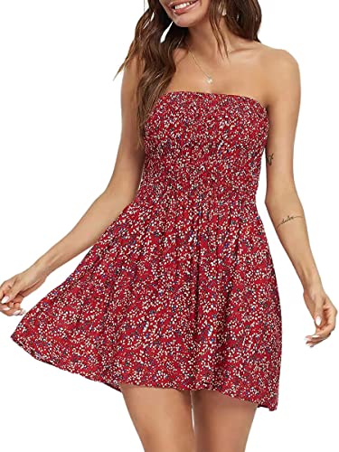 ORANDESIGNE Bandeau Kleid Damen Sommer Minikleid Trägerloses Kleid Sommerkleider Schulterfrei Kleid Blumendruck Kleid Kurz Strandkleid Ärmelloses Elegant Freizeitkleid C-06 XS ORANDESIGNE Bandeau Kleid Damen Sommer Minikleid Trägerloses Kleid Sommerkleider Schulterfrei Kleid Blumendruck Kleid Kurz Strandkleid Ärmelloses Elegant Freizeitkleid C-06 XS von ORANDESIGNE