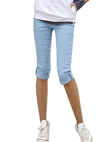 ORANDESIGNE Damen Skinny Jeans Kurze Hosen Caprihose Slim Fit Denim Leichte Sommerhose Jeans Shorts Blau S von ORANDESIGNE
