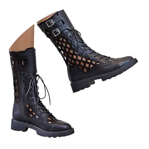 ORANDESIGNE Boho Stiefel Sommer Damen Hollow Out Reißverschluss Flache Römische Sandalen Stiefeletten A Schwarz 42 EU ORANDESIGNE Boho Stiefel Sommer Damen Hollow Out Reißverschluss Flache Römische Sandalen Stiefeletten A Schwarz 42 EU von ORANDESIGNE