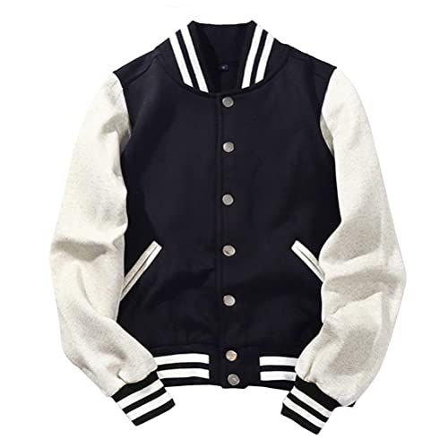 ORANDESIGNE Bomber Jacket Unisex College Jacke Varsity Jacket Herren Jacken Baseballjacke Sweatjacke Paare Sportjacke Patchwork Mode Baseball Mantel Urban Stehkragen Streetwear A Schwarz L von ORANDESIGNE