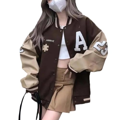 ORANDESIGNE Bomberjacke Damen Sweatjacke Ladies College Sweat Jacket Für Mädchen Oversized Patchwork Jacke Vintage Druck Jacken Baseball Mantel L Braun L ORANDESIGNE Bomberjacke Damen Sweatjacke Ladies College Sweat Jacket Für Mädchen Oversized Patchwork Jacke Vintage Druck Jacken Baseball Mantel L Braun L von ORANDESIGNE