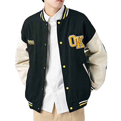ORANDESIGNE Bomberjacke Herren Unisex College Jacke Varsity Jacket Blouson Winterjacke mit Gestreiftem Bund Herbst Winter Bomber Jacke Skelett Stickerei Motorradjacke I Schwarz XXL ORANDESIGNE Bomberjacke Herren Unisex College Jacke Varsity Jacket Blouson Winterjacke mit Gestreiftem Bund Herbst Winter Bomber Jacke Skelett Stickerei Motorradjacke I Schwarz XXL von ORANDESIGNE