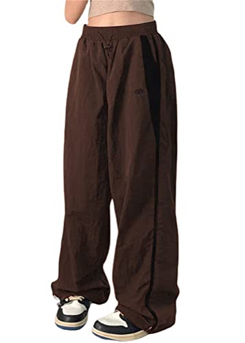 ORANDESIGNE Cargohose Damen Baggy Low Waist Drawstring Cargo Pants Y2K Taschen Hosen Mode Streetwear Hippie Hose X Braun M von ORANDESIGNE