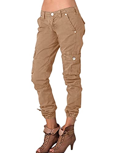 ORANDESIGNE Cargohose Damen Stretch Slim Fit Lang Hosen Elegant Sommer Bleistifthose Casual Carpi Chino Lässige Freizeithose mit Multi Taschen Bequeme Casual Sommerhose A Khaki S ORANDESIGNE Cargohose Damen Stretch Slim Fit Lang Hosen Elegant Sommer Bleistifthose Casual Carpi Chino Lässige Freizeithose mit Multi Taschen Bequeme Casual Sommerhose A Khaki S von ORANDESIGNE