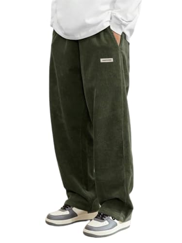 ORANDESIGNE Cordhose Herren Baggy Japanische Hose Herbst Winter Haremshose Casual Lockere Männer Cord Hose mit Kordelzug Elastischer Taille Geradem Bein A Armeegrün M ORANDESIGNE Cordhose Herren Baggy Japanische Hose Herbst Winter Haremshose Casual Lockere Männer Cord Hose mit Kordelzug Elastischer Taille Geradem Bein A Armeegrün M von ORANDESIGNE