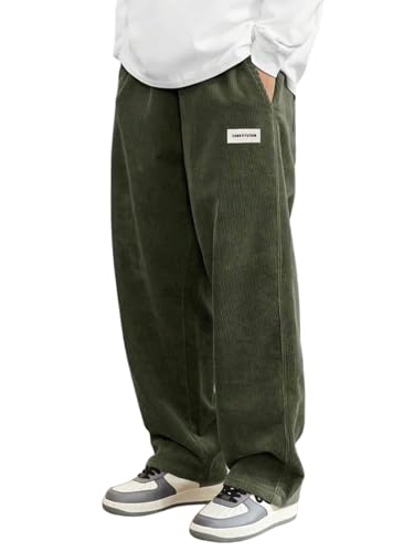 ORANDESIGNE Cordhose Herren Baggy Japanische Hose Herbst Winter Haremshose Casual Lockere Männer Cord Hose mit Kordelzug Elastischer Taille Geradem Bein A Armeegrün S ORANDESIGNE Cordhose Herren Baggy Japanische Hose Herbst Winter Haremshose Casual Lockere Männer Cord Hose mit Kordelzug Elastischer Taille Geradem Bein A Armeegrün S von ORANDESIGNE