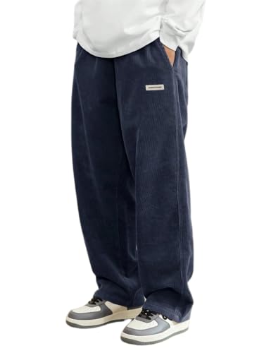 ORANDESIGNE Cordhose Herren Baggy Japanische Hose Herbst Winter Haremshose Casual Lockere Männer Cord Hose mit Kordelzug Elastischer Taille Geradem Bein A Dunkelblau L ORANDESIGNE Cordhose Herren Baggy Japanische Hose Herbst Winter Haremshose Casual Lockere Männer Cord Hose mit Kordelzug Elastischer Taille Geradem Bein A Dunkelblau L von ORANDESIGNE