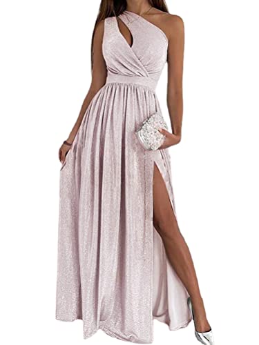 ORANDESIGNE Damen Abendkleid Elegant Sommer Samtkleid Sexy Festlich Kleider Partykleid Lang Maxikleid Schulterfrei Ballkleid Hochzeitskleid Ärmellos Brautjungfernkleid Cocktail A Rosa S von ORANDESIGNE