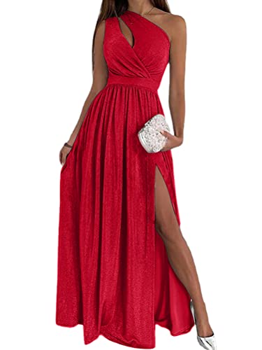 ORANDESIGNE Damen Abendkleid Elegant Sommer Samtkleid Sexy Festlich Kleider Partykleid Lang Maxikleid Schulterfrei Ballkleid Hochzeitskleid Ärmellos Brautjungfernkleid Cocktail A Rot XL von ORANDESIGNE