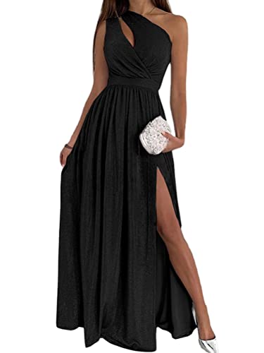 ORANDESIGNE Damen Abendkleid Elegant Sommer Samtkleid Sexy Festlich Kleider Partykleid Lang Maxikleid Schulterfrei Ballkleid Hochzeitskleid Ärmellos Brautjungfernkleid Cocktail A Schwarz L von ORANDESIGNE