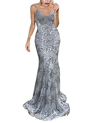 ORANDESIGNE Damen Abendkleid Sommerkleid Sexy Festliche Kleider Abschlussball Kleider Langkleid A Linie Spaghetti Kleid Cocktailkleid Elegant Abendkleider G Grau S ORANDESIGNE Damen Abendkleid Sommerkleid Sexy Festliche Kleider Abschlussball Kleider Langkleid A Linie Spaghetti Kleid Cocktailkleid Elegant Abendkleider G Grau S von ORANDESIGNE
