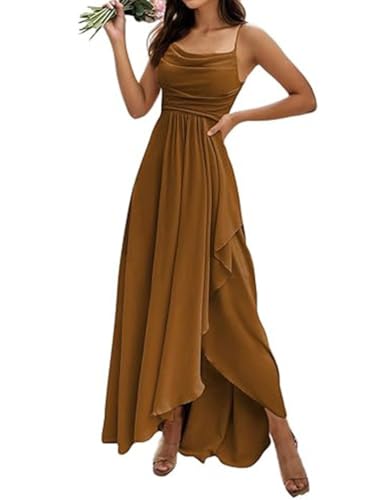 ORANDESIGNE Damen Abendkleider Elegant für Hochzeit Chiffon Abendkleid Lang Spaghettiträger Brautjungfernkleider Hi-Lo Kleid Hochzeitsgast Schlitz Cocktailkleid Braun XL ORANDESIGNE Damen Abendkleider Elegant für Hochzeit Chiffon Abendkleid Lang Spaghettiträger Brautjungfernkleider Hi-Lo Kleid Hochzeitsgast Schlitz Cocktailkleid Braun XL von ORANDESIGNE
