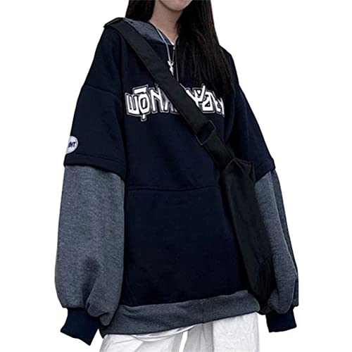 ORANDESIGNE Damen Anime Kapuzenpullover Japan Kawaii Hoodie Mädchen Y2K Gothic Sweatshirt Pullover E-Girl Streetwear P Grau L von ORANDESIGNE