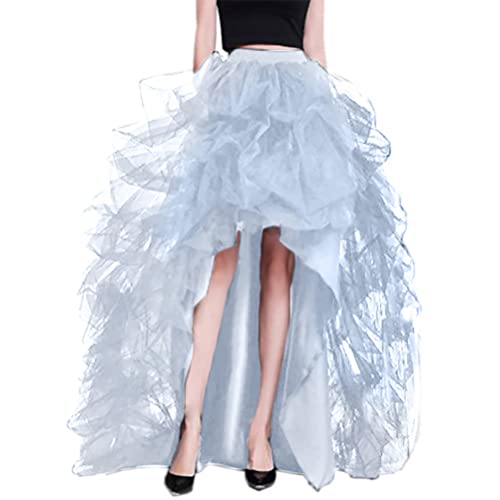ORANDESIGNE Damen Asymmetrisch Langer Tüllrock A Linie Elastischer Hoher Bund Midirock Damen Mesh Großer Saum Langer Rock Elegant Midi Maxi Lange Rock A Weiß M von ORANDESIGNE