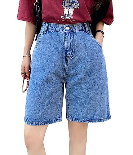 ORANDESIGNE Jorts Damen Kurze Denim Hose Sommer Bermuda Shorts Hohe Taille Loose Fit Casual Harajuku Jeans C Blau M von ORANDESIGNE