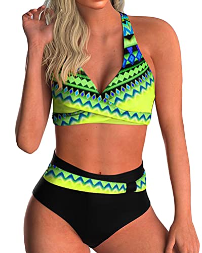 ORANDESIGNE Damen Bikini Set Wickeloptik Hohe Taille Gedruckt Bikini Frauen Bademode Blumenmuster Zweiteiliger Push-Up Badeanzug 2 Stücke Swimsuit D Gelb M ORANDESIGNE Damen Bikini Set Wickeloptik Hohe Taille Gedruckt Bikini Frauen Bademode Blumenmuster Zweiteiliger Push-Up Badeanzug 2 Stücke Swimsuit D Gelb M von ORANDESIGNE