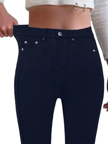 ORANDESIGNE Damen Bleistifthose High Waist Skinny JeansLook Hosen Female Stretch Hose Slim Fit Schwarz Jeans A Blau XXL von ORANDESIGNE