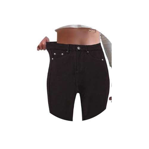 ORANDESIGNE Damen Bleistifthose High Waist Skinny JeansLook Hosen Female Stretch Hose Slim Fit Schwarz Jeans A Braun XXL von ORANDESIGNE