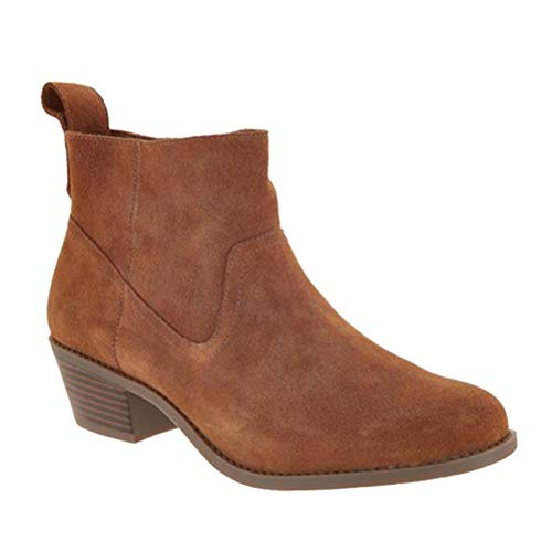 ORANDESIGNE Damen Blockabsatz Wildleder Stiefeletten Frauen Chelsea Boots Ankle Boots Reissverschluss Stiefel Braun 41 EU von ORANDESIGNE