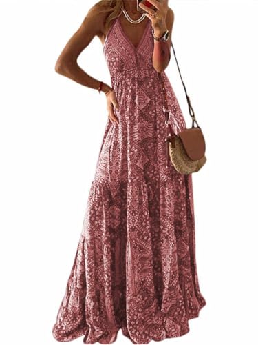 ORANDESIGNE Damen Bohemian Kleid Strandkleid Vintage Kleid Blumenmuster Langes Sommerkleider Dekoltee V-Ausschnitt Boho Rückenfreies A-Linien Kleid Maxikleid C Weinrot XS ORANDESIGNE Damen Bohemian Kleid Strandkleid Vintage Kleid Blumenmuster Langes Sommerkleider Dekoltee V-Ausschnitt Boho Rückenfreies A-Linien Kleid Maxikleid C Weinrot XS von ORANDESIGNE