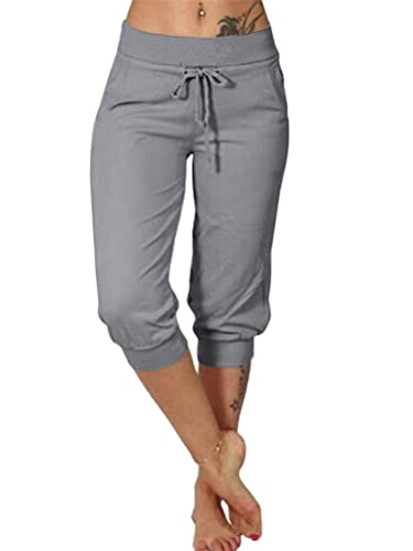 ORANDESIGNE Damen Capri 3/4 Hose Kurze Caprihose Sommer Bermuda Stretch Stoffhose Sommerhose Knielang Leggings Freizeithose C Grau S ORANDESIGNE Damen Capri 3/4 Hose Kurze Caprihose Sommer Bermuda Stretch Stoffhose Sommerhose Knielang Leggings Freizeithose C Grau S von ORANDESIGNE