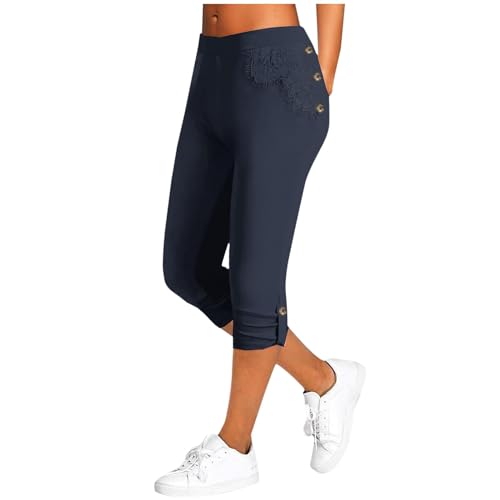 ORANDESIGNE Damen Capri Leggings mit Spitze 3/4 Capri aus Baumwolle Blickdichte Leggins Sommer Weiß High Waist Yogahose Laufhose für Gym Yoga Sport A Dunkelblau L ORANDESIGNE Damen Capri Leggings mit Spitze 3/4 Capri aus Baumwolle Blickdichte Leggins Sommer Weiß High Waist Yogahose Laufhose für Gym Yoga Sport A Dunkelblau L von ORANDESIGNE