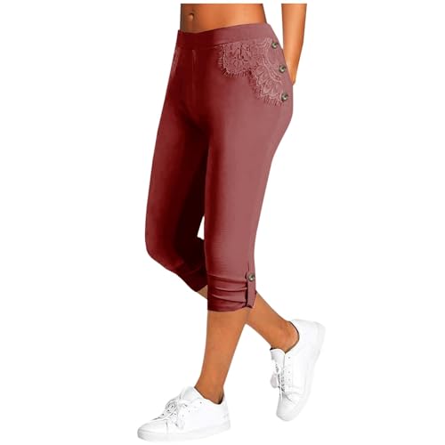 ORANDESIGNE Damen Capri Leggings mit Spitze 3/4 Capri aus Baumwolle Blickdichte Leggins Sommer Weiß High Waist Yogahose Laufhose für Gym Yoga Sport A Weinrot M ORANDESIGNE Damen Capri Leggings mit Spitze 3/4 Capri aus Baumwolle Blickdichte Leggins Sommer Weiß High Waist Yogahose Laufhose für Gym Yoga Sport A Weinrot M von ORANDESIGNE