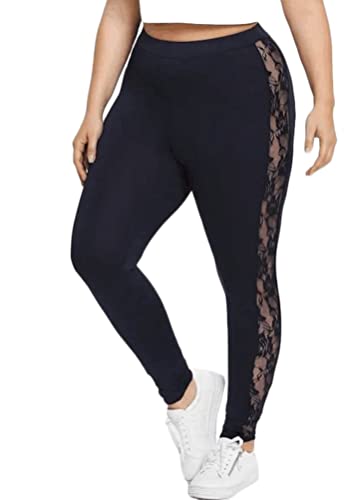 ORANDESIGNE Damen Caprihosen Sommer Skinny Spitze Stretch Hosen Hohe Taille Länge Leggings Capri Cropped Leggings Weiche Strumpfhosen Ausgehöhlten Freizeithosen I Schwarz S von ORANDESIGNE