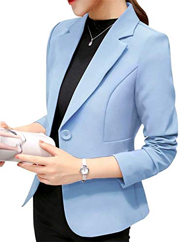 ORANDESIGNE Damen Cardigan Elegant Blazer Langärmliger Anzugjacke Einfarbig Blazer Business Slim Fit Bolero Jacke Anzug Trenchcoat Hellblau DE 34 von ORANDESIGNE