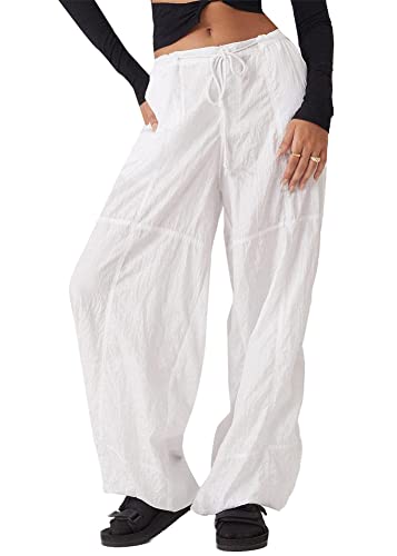 ORANDESIGNE Damen Cargohose Baggy Casual Sommerhose Lang High Waist Freizeithose mit Kordelzug & Knopf Vintage Oversize Jogginghose Y2K Fashion Aestethic 90er E-Girl Streetwear A Weiß M ORANDESIGNE Damen Cargohose Baggy Casual Sommerhose Lang High Waist Freizeithose mit Kordelzug & Knopf Vintage Oversize Jogginghose Y2K Fashion Aestethic 90er E-Girl Streetwear A Weiß M von ORANDESIGNE