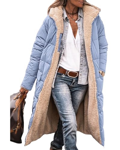 ORANDESIGNE Damen Daunenjacke Lang Mantel Steppmantel Wintermantel Mit Kapuze Winter Warm Winddicht Jacke Outdoorjacke Steppjacke Steppmantel M A Hellblau ORANDESIGNE Damen Daunenjacke Lang Mantel Steppmantel Wintermantel Mit Kapuze Winter Warm Winddicht Jacke Outdoorjacke Steppjacke Steppmantel M A Hellblau von ORANDESIGNE