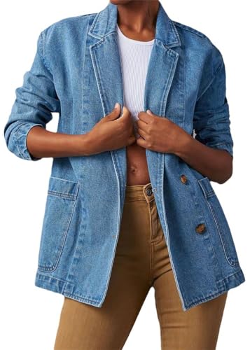 ORANDESIGNE Damen Denim Trenchcoat Jeansjacke ang Elegant Herbst Winter Jeansmantel Lang Knöpfe Revers Zerrissen Jeans Mantel Parka Jacke mit Tasten M Blau M ORANDESIGNE Damen Denim Trenchcoat Jeansjacke ang Elegant Herbst Winter Jeansmantel Lang Knöpfe Revers Zerrissen Jeans Mantel Parka Jacke mit Tasten M Blau M von ORANDESIGNE