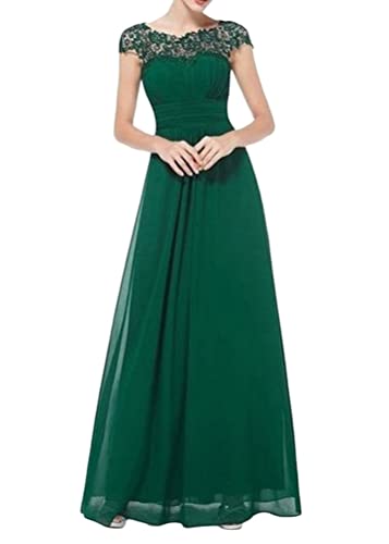 ORANDESIGNE Damen Elegant Ballkleider V-Ausschnitt Spitze Ärmellos Party Slim Abend Brautkleid Ballkleid Chiffon Lang Cocktailkleider Abendkleider Z2 Grün XL von ORANDESIGNE