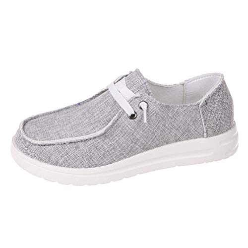 ORANDESIGNE Damen Espadrilles Canvas Slip On Schuhe Slipper Bootsschuhe Slip-on Halbschuhe Damenschuhe Flache Schuhe Grau 41 von ORANDESIGNE