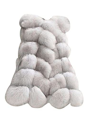ORANDESIGNE Damen Faux Pelz Weste Mantel Ärmellos Jacke Weste Winter Kunstpelz Weste Fellweste Große Größen Winterjacke Lange Mantel Outwear Warm Pelzweste Pelzjacke Pelzmantel B Hellgrau XXL von ORANDESIGNE