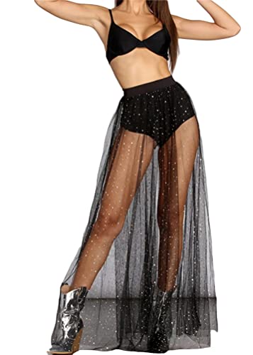 ORANDESIGNE Damen Glitter Durchsichtiges Mesh Rock Strand Bikini Cover Up für Swimwea Clubwear L Schwarz S ORANDESIGNE Damen Glitter Durchsichtiges Mesh Rock Strand Bikini Cover Up für Swimwea Clubwear L Schwarz S von ORANDESIGNE