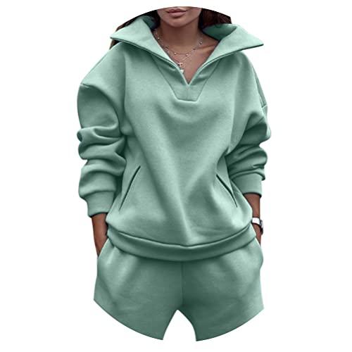 ORANDESIGNE Damen Hausanzug mit Kapuze 2 Teile Herbst Buchstaben Druck Langarm Trainingsanzug Frau Lose Jogginganzug Kapuzenpullover Jogginghose für Damen Yoga Gym D Hellgrün L von ORANDESIGNE