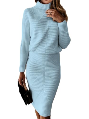 ORANDESIGNE Damen Hellblau Strickkleid Zweiteiliger Anzug Pullover Oberteil und Midi Strickrock Bodycon 2 Stück Set Midikleid Rollkragen Pulloverkleid C Hellblau M ORANDESIGNE Damen Hellblau Strickkleid Zweiteiliger Anzug Pullover Oberteil und Midi Strickrock Bodycon 2 Stück Set Midikleid Rollkragen Pulloverkleid C Hellblau M von ORANDESIGNE