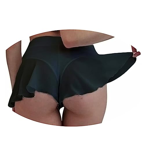 ORANDESIGNE Scrunch Butt Sportshorts Damen Push Up Booty Nahtlos Biker Yoga Fitness Gym Shorts Hohe Taille Pole Dance Rüschen Bikini Rave Cut Out Clubwear E Schwarz XS von ORANDESIGNE