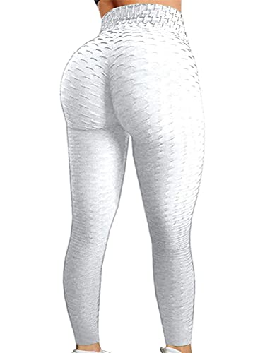 ORANDESIGNE Damen Honeycomb Leggings Geraffte Hintern Heben hohe Taille Yogahosen schick mit Sport Bauchkontrolle Kontrolle Gym A Weiß XS ORANDESIGNE Damen Honeycomb Leggings Geraffte Hintern Heben hohe Taille Yogahosen schick mit Sport Bauchkontrolle Kontrolle Gym A Weiß XS von ORANDESIGNE