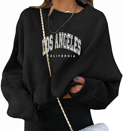 ORANDESIGNE Damen Hoodie Langarm Pullover Hip Hop Pullover Tops Rundhals Sweatshirt Ohne Kapuze Teenager Mädchen Vintage Langarmshirt Oberteile Y2k Top Winter Herbst Streetwear Pulli C Schwarz L von ORANDESIGNE