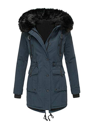 ORANDESIGNE Damen Jacke Winterparka Mantel Winter Jacke Stepp Parka Mantel Winterjacke Warm Gefüttert Winterparka mit Kapuze Dunkelblau XXL von ORANDESIGNE