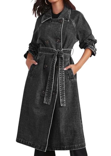 ORANDESIGNE Damen Jeans Denim Jacke Blouson Übergangsjacke Mantel Outwear Trenchcoat Frühling Lange Cut Out OversizeJacke Jacken A Schwarz M von ORANDESIGNE