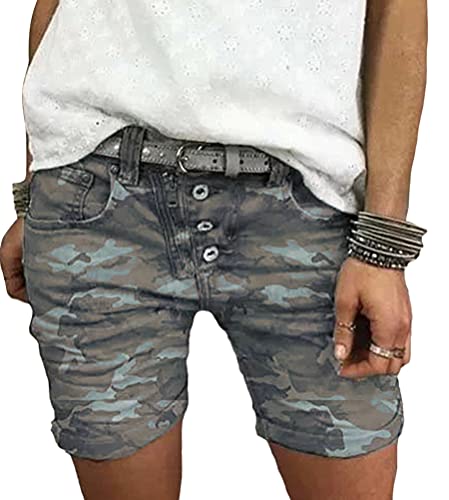 ORANDESIGNE Damen Jeans Short High Waist Denim Bermuda-Shorts Basic Stretch Shorts mit Aufschlag Tarnung Kurze Hose Short Boyfriend Caprihose im Used Look 01 Grau M ORANDESIGNE Damen Jeans Short High Waist Denim Bermuda-Shorts Basic Stretch Shorts mit Aufschlag Tarnung Kurze Hose Short Boyfriend Caprihose im Used Look 01 Grau M von ORANDESIGNE