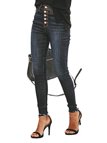 ORANDESIGNE Damen Jeanshosen Slim Fit Jeans Rissen Löcher Ankle Jeanshosen Boyfriend Jeans Denim Hosen Skinny Leggings Bleistifthosen mit Löchern J Schwarz XXL von ORANDESIGNE