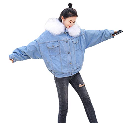 ORANDESIGNE Damen Jeansjacke mit Fellkapuze Warme Winterjacke Wintermantel Kurz Outwear Denim Jacke Gefütterte Kapuzenjacke Steppjacke Denimmantel Parka C Weiß M ORANDESIGNE Damen Jeansjacke mit Fellkapuze Warme Winterjacke Wintermantel Kurz Outwear Denim Jacke Gefütterte Kapuzenjacke Steppjacke Denimmantel Parka C Weiß M von ORANDESIGNE