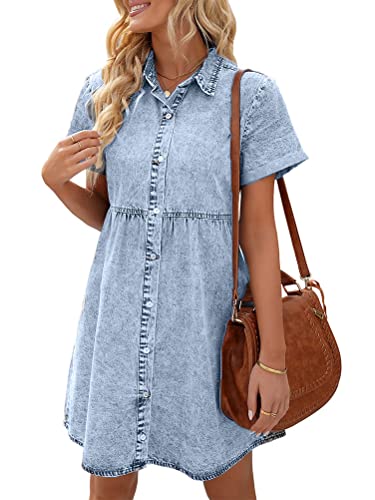 ORANDESIGNE Damen Jeanskleid Sommerkleid Sexy Ärmlos A-Linie Elegant Vintage Schulterfreies Minikleid Slim Fit Bodycon Denim Kleid Kurzarm A23 Himmelblau M ORANDESIGNE Damen Jeanskleid Sommerkleid Sexy Ärmlos A-Linie Elegant Vintage Schulterfreies Minikleid Slim Fit Bodycon Denim Kleid Kurzarm A23 Himmelblau M von ORANDESIGNE