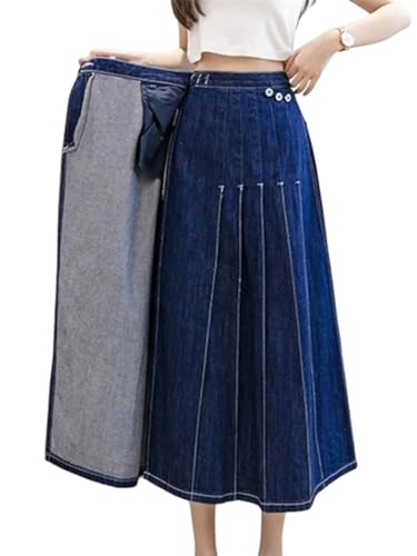 ORANDESIGNE Damen Jeansrock Lang Midirock Denim Maxi Jeansrock Mit Weit Ausgestelltem Hohe Taille Rock Knielang A-Linie Sommer Rock Mit Falten Maxirock Sommer Rock M Dunkelblau XXL ORANDESIGNE Damen Jeansrock Lang Midirock Denim Maxi Jeansrock Mit Weit Ausgestelltem Hohe Taille Rock Knielang A-Linie Sommer Rock Mit Falten Maxirock Sommer Rock M Dunkelblau XXL von ORANDESIGNE